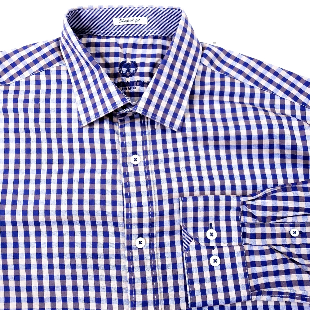Bugatchi Uomo Shaped Fit Gingham Check Shirt L